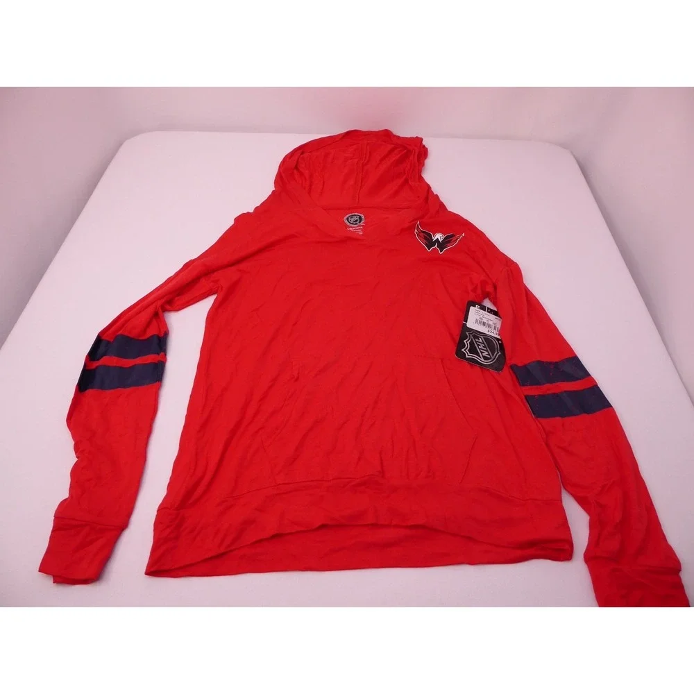 NWT NHL Washington Capitals Girls Large (10-12) Red Long Sleeved Hooded TShirt